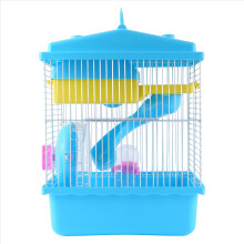 Pet Cage Hamster Cottage with Transparent Skylight Double Layer House for Hamster Golden Hamster Pet Blue