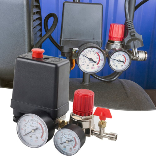 Air Compressor Pressure Switch Control 15A 240V/AC Adjustable Air Regulator Valve Compressor Four Holes 1