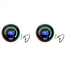2 pezzi 52 mm Indicatore del rapporto aria-carburante Display digitale a LED con sensore di ossigeno O2 a banda stretta per auto da corsa a 12 V