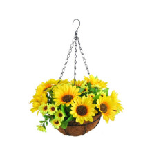Artificial Hanging Flowers in Basket for Patio Lawn Garden Decor, for the Decoration of Outdoors and Indoors-Yellow