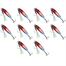 Isca artificial de pesca de longa distância, 20g x 10 unidades, feita com placa de ferro, multicolorida, para pesca em alto mar. Vermelha.