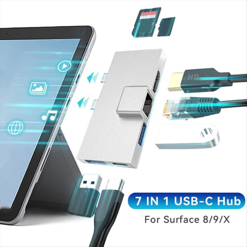 Docking Station Type-C Hub Pro 8 9 X with 4K RJ45 USB 3.0 Memory Card Reader
