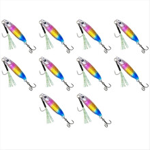 Isca artificial de pesca em alto mar, 20g x 10 unidades, feita com chumbo em formato de peixe, multicolorida. Ideal para pesca em barcos.