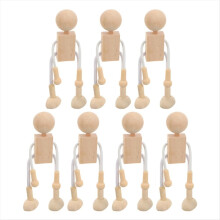 7 figuras de madera en blanco para pintar: figuras de robot para pintar, muñecos de clavija para manualidades.