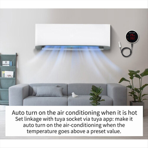 Sensor de temperatura e umidade Tuya Zigbee com display LED para fermentação de mudas e criação de animais. Plugue UE. 1