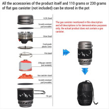 Camping Cookware Set with Windproof Outdoor Stove Light Weight Camping Pot Kit for Outdoor Cooking Hiking Backpacking