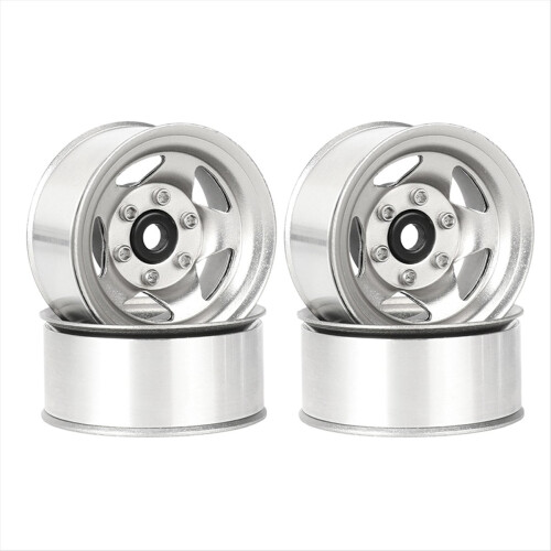 4 τεμάχια μεταλλική ζάντα Beadlock 1,55" με 5 ακτίνες για RC 1/10 D90 CC01 LC70 MST, ασημί