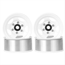 4 τεμάχια μεταλλικοί τροχοί Beadlock 1,55" με ζάντες 5 ακτίνων για RC 1/10 D90 CC01 LC70 MST, λευκοί