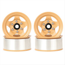Conjunto de 4 rodas Beadlock de metal de 1,55" com 5 raios para RC 1/10 D90 CC01 LC70 MST, cor amarela.