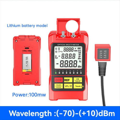 Οπτικός μετρητής ισχύος οπτικών ινών 100MW RJ45 Tester -70-+10dbm Mini Optical Power Meter Network Effect Tester 1