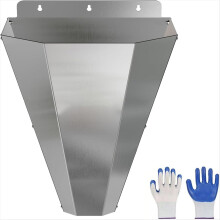 Chicken Cone, Stainless Steel Poultry Restraining Cone with Safety Gloves, Flat Back Design, for Laying Hens, Broiler B