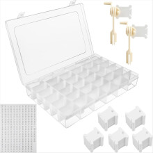 Organizador de hilo de bordar, 1 compartimento extraíble con 36 compartimentos y 2 bobinadoras, 200 bobinas de hilo de bordar para manualidades.