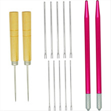 Herramienta para enraizar el cabello de muñecas, agujas de tejer con soportes y punzones de madera, accesorios para hacer pelucas DIY.