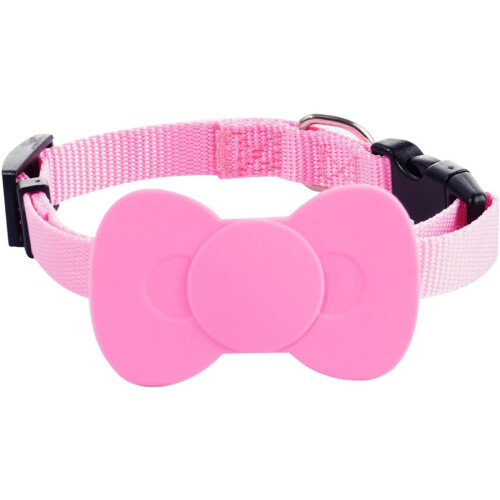 Coleira GPS Inteligente para Animais de Estimação com Rastreador GPS, Compatível com iOS e Android, À Prova D'Água e Rosa.