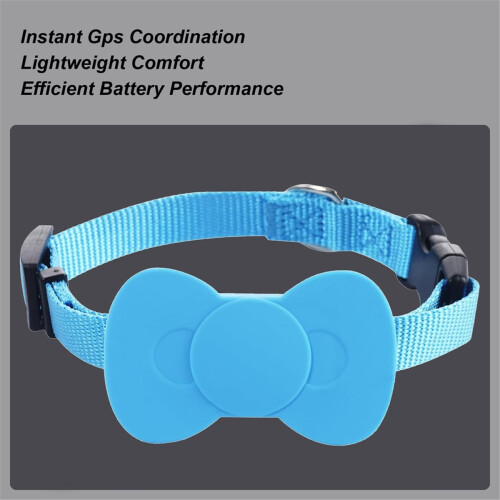 Coleira GPS Inteligente para Animais de Estimação com Rastreador GPS, Compatível com iOS e Android, Resistente à Água e na Cor Azul. 2