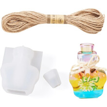 Moldes de silicona para botellas de deseos, contenedor de arena movediza de resina con cordón para llaveros, colgantes, manualidades, velas B