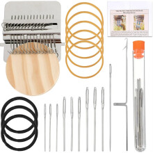 Mini Machine Kit, Wooden Weaving Tool with Stainless Steel , Type Weave Tool for Beginners Quickly Mending