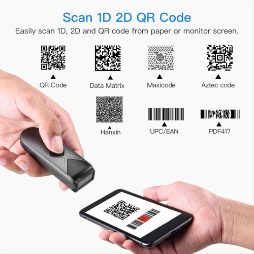 Mini Portable 1D 2D Bluetooth Barcode Scanner QR Code Screen Image Reader PDF417 Data Matrix USB Wired Scanning Dongl 2