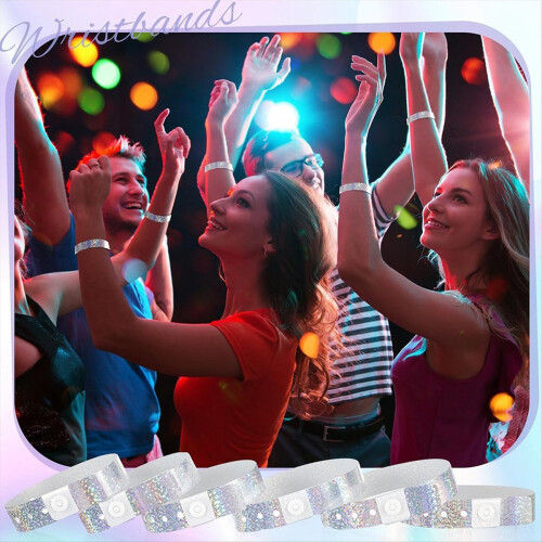 300 Pulseiras Holográficas de Plástico para Eventos e Festas, 3/5 x 9,84 Polegadas, Impermeáveis e Ajustáveis 1