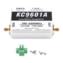 Módulo amplificador de baixo ruído KC9601A, 380MHz-6GHz, alto ganho de 20dB, alimentação USB.