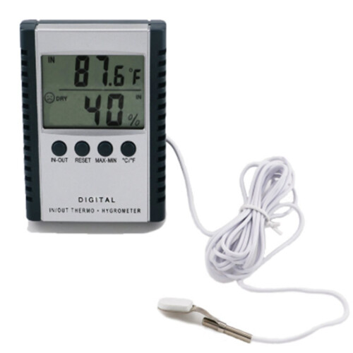 Termômetro e higrômetro digital com display LCD para incubadora externa, controlador de umidade e medidor de temperatura.