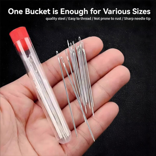 37PCS Sewing Tool Set, Needles Thread Hand Repair Tools, Embroidery Tool Kit, Include 25 Steel Needles, 5 Threads 1