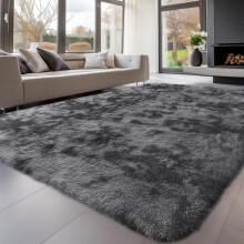Fluffy Rugs Large Shaggy Rug Bedroom Living Room Anti Slip Soft Carpet Floor Mat Dark Grey_140 x 200 cm (4 ft 6 in x 6 ft 7 in)