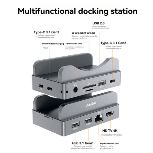 10 σε 1 για Mini Type C Dock, 10Gbps SSD Enclosure, Υποστήριξη 8TB M.2 NVME / SSD για Mini / Pro 2