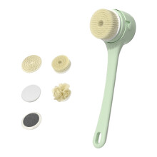 Cepillo de baño eléctrico 5 en 1 con pantalla digital, resistente al agua IPX7, mango largo, recargable, masajeador de spa