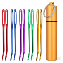 10 agujas de lana, agujas de zurcir, agujas de tejer de ojo grande, agujas de lana para crochet con almacenamiento de aluminio