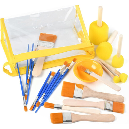 Essential Decoupage Kit,Include 5 Foam Brush,16 Soft Decoupage Brushes, Glue Container Bowl, for DIY and Crafts Projects