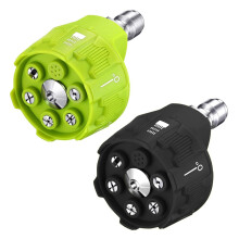 Conjunto de 2 bicos de lavadora de alta pressão 6 em 1, bico de troca rápida, 3000-4000 psi (verde e preto)