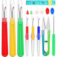 Seam Rippers for Sewing, Remover Tool, Threaders, Tape Measure, Tailors Awl, Thread Snips (15PCS)