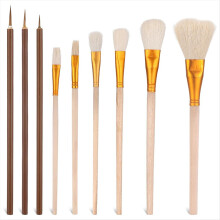 Conjunto de 9 pincéis para esmalte cerâmico, ideais para pintura acrílica, aquarela e óleo.