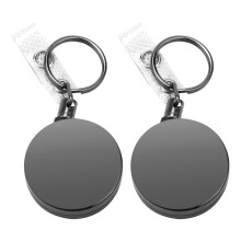 2er-Pack robuste, einziehbare Ausweishalter aus Metall mit Gürtelclip und Schlüsselring für Visitenkarten und Schlüsselanhänger, schwarz