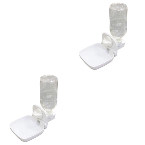 2 Pcs Automatic Feeder White Food Water Dispenser Plastic 2