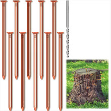10 Stück Kupfernägel zum Entfernen von Baumstümpfen und Wurzeln, 8 cm lang, reines Rohmaterial, inklusive Bohrer und Entfernungsspitzen