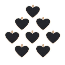 30 Pcs Mini Heart Shaped Wooden Message Blackboards With Clips