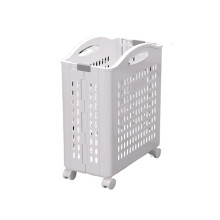 Laundry Hamper With Wheels Large Capacity White Narrow Model Foldable Home Use