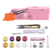 Mini Máquina de Costura Elétrica Portátil Manual USB para Casa, Fácil de Costurar, Ideal para Costurar Bolsos de Camisas, Rosa