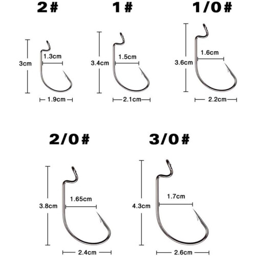 Offset Worm Fishing Hooks with Plastic Boxes High Carbon Steel for Bait 1