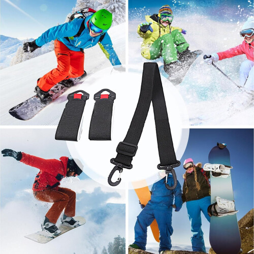 Snowboard boot strap  Adjustable mounting strap  Black sports accessories 2