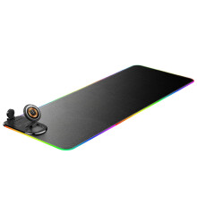 Mousepad com carregamento sem fio de 15W, personalizado, para jogos, com luzes de fantasia, em couro sintético, tamanho extra grande.