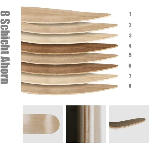 8 8 Layer Maple Blank Double Concave Skateboards Natural Skate Deck Board Skateboards Table Maple 2