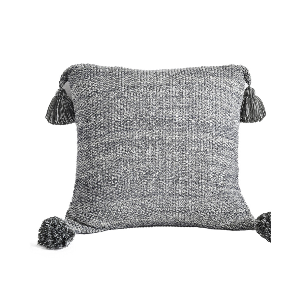 Chenille Fabric Accent, Neutral Pillow Cases For Office Car, Superb Craftsmanship With Handmade Tassels, 18X18 Inch Boho Decorative Pillow Cover With 9436597728620
