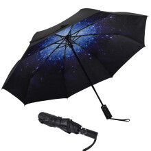 Ombrello resistente al vento con stampa celeste, ombrello durevole con telaio in lega di alluminio, ombrello di protezione dalla pioggia con comoda