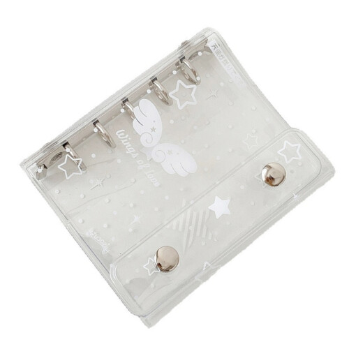 Notebook Cover Clear PVC Rings Binder Cover for Small-white