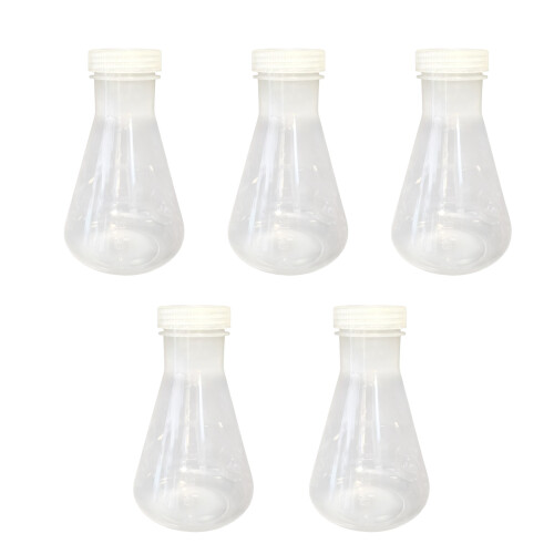 5Pcs Graduated Laboratory Flasks with Lid Clear Plastic-500ml