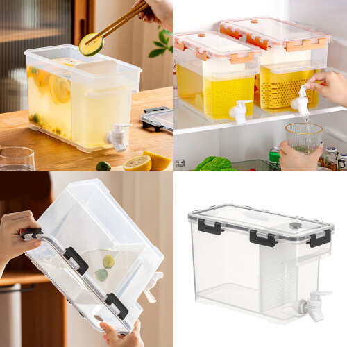 Iced Beverage Container Leak Proof Fridge Dispenser-apricot 6L 1