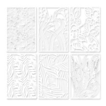 6/12Pcs Reusable PET Painting Templates 12x8in Floral-Set 2